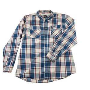 Wrangler Outdoor Men's Long Sleeve Plaid Button Up Shirt Size Large Regular Fit